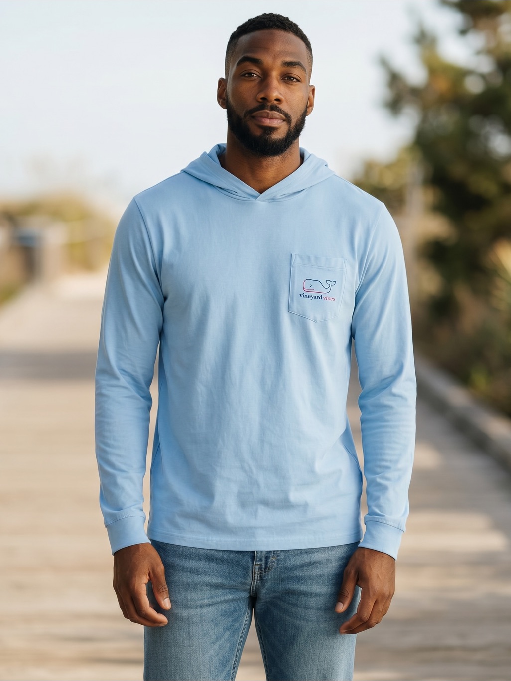 Vineyard Vines Men's Sky Blue Pocket Hoodie